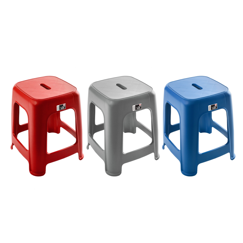three plastic chairs of assorted colors in Malaysia